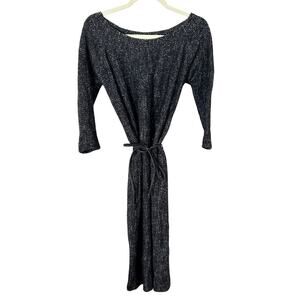 Humanoid Textured Knit Dress with Leather Belt – Multitone Weave, Size S